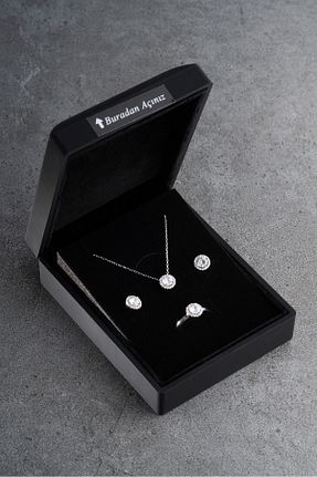 ست نقره طوسی زنانه زیرکن Silvano Jewelry - کد 928909075
