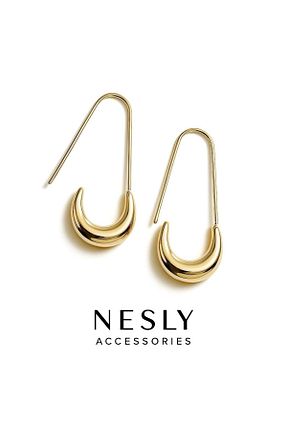 گوشواره استیل (فولاد) طلائی روکش طلا neslyaccessories - کد 928921699