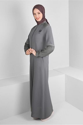 مانتو بلند حجاب طوسی زنانه Alvina - کد 807724902