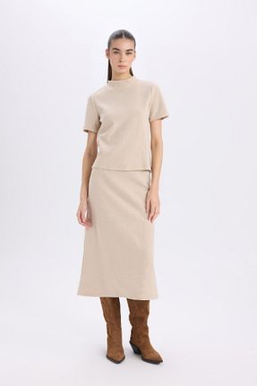 دامن بژ زنانه پارچه Defacto - کد 868775781