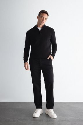 شلوار پارچه ای مشکی مردانه فاق نرمال Defacto - کد 862252396