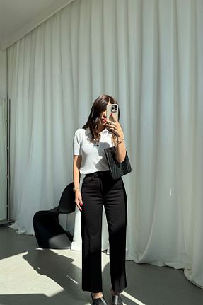 شلوار جین مشکی زنانه فاق بلند Özge Özgenç - کد 928955352