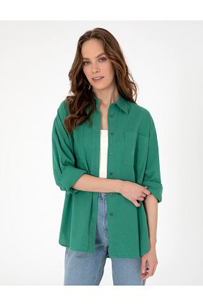 پیراهن سبز زنانه اورسایز Pierre Cardin - کد 928947332