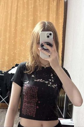 تیشرت مشکی زنانه رگولار Köstebek - کد 928950915