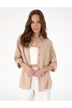 پیراهن بژ زنانه اورسایز Pierre Cardin - کد 928947336