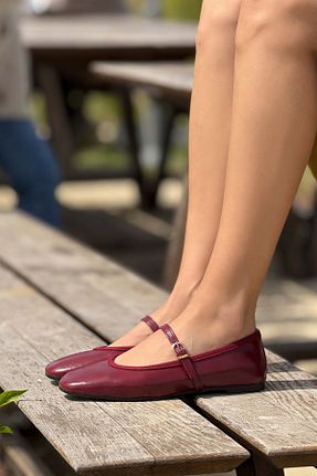 بابت زرشکی زنانه چرم مصنوعی NİŞANTAŞI SHOES - کد 929002900