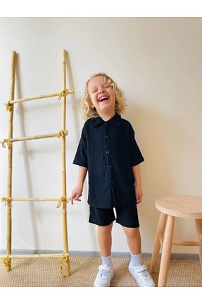 ست بالاتنه و پائین تنه مشکی بچه گانه پنبه ای Yalçınoğlu Kids - کد 929196087