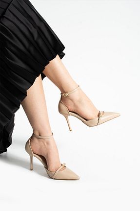 کفش استایلیتو بژ پاشنه نازک Güllü Shoes - کد 929004748