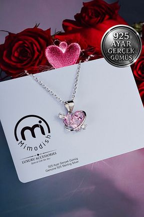 گردنبند نقره صورتی زنانه 925 عیار Mimodish - کد 929008739