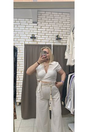 بلوز بژ زنانه ساده TUBA TOPTAŞ - کد 929023112