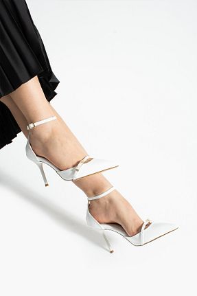 کفش استایلیتو سفید پاشنه نازک Güllü Shoes - کد 929023870