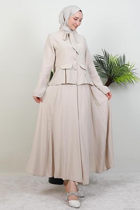 ست بالاتنه و پائین تنه حجاب بژ زنانه رگولار giz astore - کد 929025558