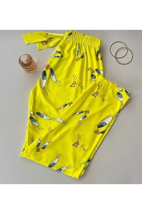 ست لباس راحتی زرد زنانه طرح حیوانات VERA COLLECTİON - کد 897467516