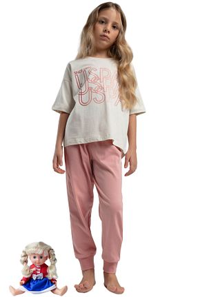 ست بالاتنه و پائین تنه بژ بچه گانه بافت U.S. Polo Assn. - کد 929198323