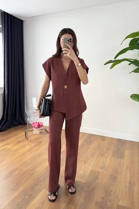 ست بالاتنه و پائین تنه نارنجی زنانه پلی استر BİRCANÇİL - کد 929044060