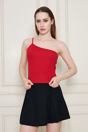بادی قرمز زنانه یقه نامتقارن Black project - کد 929046788