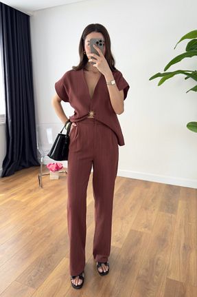 ست بالاتنه و پائین تنه نارنجی زنانه پلی استر BİRCANÇİL - کد 929044060