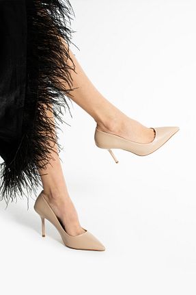 کفش استایلیتو بژ پاشنه نازک Güllü Shoes - کد 929052377