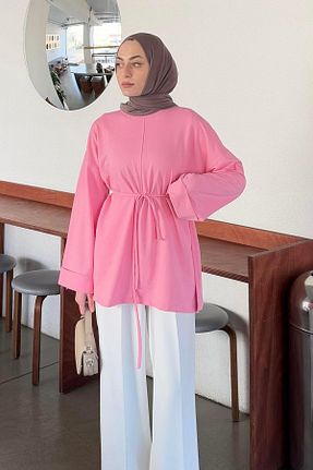 سوئیشرت حجاب صورتی زنانه پنبه پلی استر lamelif - کد 929050578