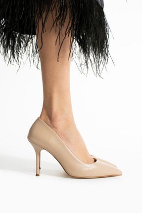 کفش استایلیتو بژ پاشنه نازک Güllü Shoes - کد 929052377