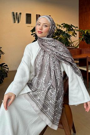 شال بژ زنانه پنبه ای lamelif - کد 929055094