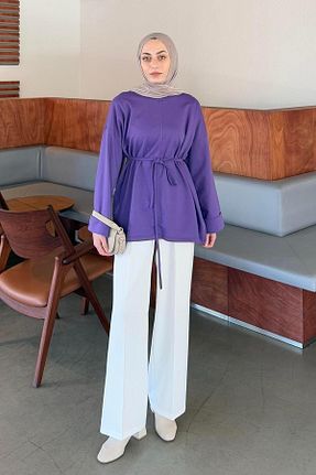 سوئیشرت حجاب بنفش زنانه پنبه پلی استر lamelif - کد 929050742