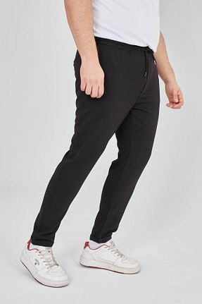 شلوار سایز بزرگ مشکی زنانه کتان MODA - کد 929050642