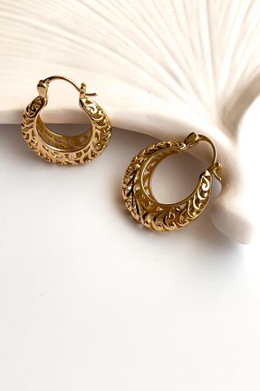 گوشواره استیل (فولاد) زرد زنانه استیل ضد زنگ Radino Collection - کد 929063888
