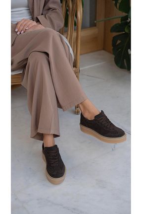 کفش اسنیکر قهوه ای زنانه بند دار ECENİN BUTİĞİ - کد 929072559