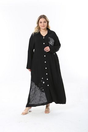 لباس سایز بزرگ مشکی زنانه کتان XL Modam - کد 929223202
