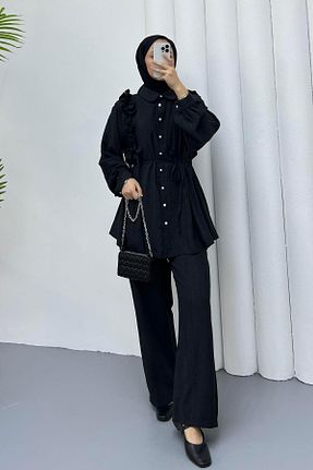 ست بالاتنه و پائین تنه مشکی زنانه بافتنی Modaensarbutik - کد 929071825