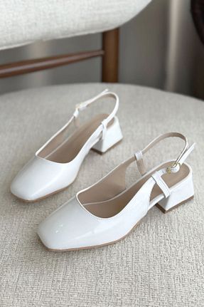 کفش پاشنه بلند کلاسیک سفید زنانه چرم GOFFSHOES - کد 929064595
