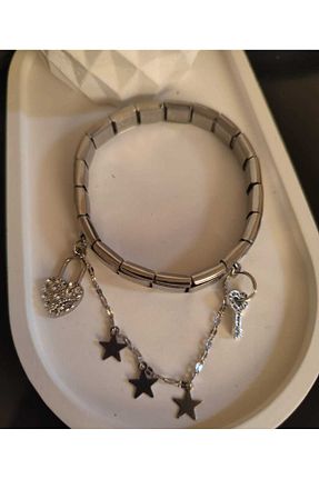 دستبند استیل (فولاد) طوسی زنانه استیل ضد زنگ HKN AVM ACCESSORİES - کد 929082539