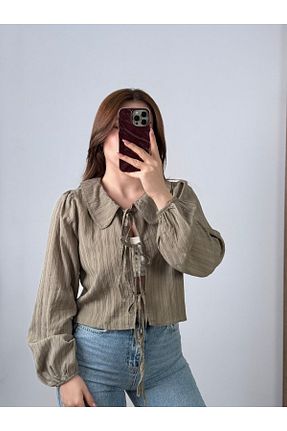 بلوز خاکی زنانه ساده songül özdeş - کد 929086604