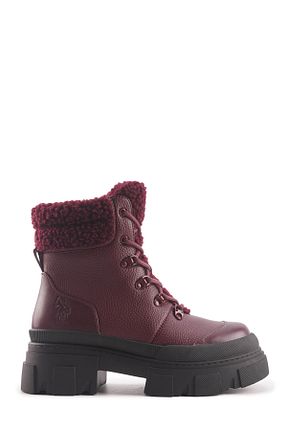 بوت / نیم بوت زرشکی زنانه چرم مصنوعی U.S. Polo Assn. - کد 874717196