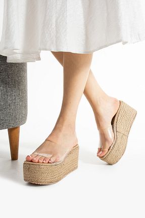 دمپائی بژ زنانه پاشنه پر ROLANDA SHOES - کد 929126063