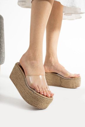 دمپائی بژ زنانه پاشنه پر ROLANDA SHOES - کد 929126063