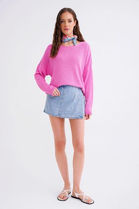 پلیور صورتی زنانه ساده Mixray - کد 929132361
