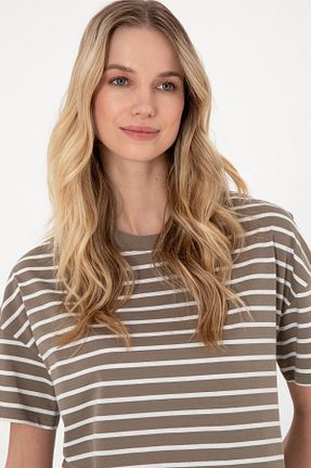 تیشرت قهوه ای زنانه اورسایز U.S. Polo Assn. - کد 929157550