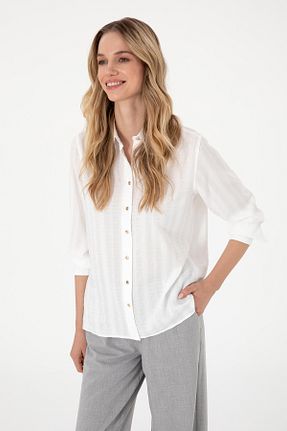 پیراهن سفید زنانه یقه ایستاده U.S. Polo Assn. - کد 929157043
