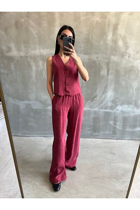ست بالاتنه و پائین تنه زرشکی زنانه بافتنی bymaestro woman - کد 929138034