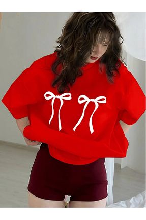 تیشرت قرمز زنانه اورسایز Trend Sizde - کد 929159526