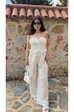 ست بالاتنه و پائین تنه سفید زنانه بافتنی Butik - کد 929158062