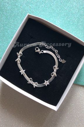 دستبند استیل (فولاد) طوسی زنانه روکش نقره AurorAccessory - کد 929163098