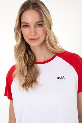 تیشرت قرمز زنانه یقه دوچرخه U.S. Polo Assn. - کد 929179798
