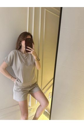 ست بالاتنه و پائین تنه بژ زنانه بافتنی Chamakh - کد 929184346