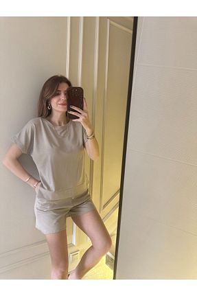 ست بالاتنه و پائین تنه بژ زنانه بافتنی Chamakh - کد 929184346