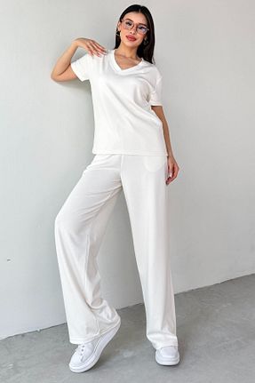 ست بالاتنه و پائین تنه سفید زنانه پلی استر Cappmoda - کد 929191913
