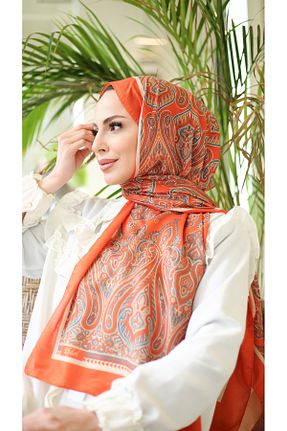 روسری نارنجی پلی استر efdal şal eşarp - کد 857594158