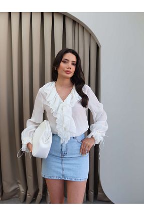 پیراهن سفید زنانه ریلکس فیت ESRAHELVACI - کد 929189745